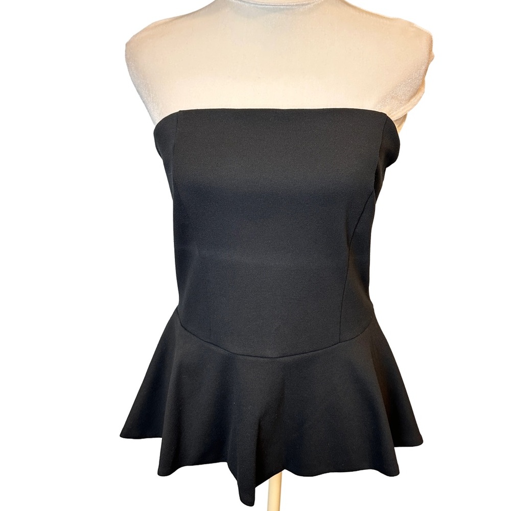 NWT Ann Taylor Timeless Black Strapless Peplum Top